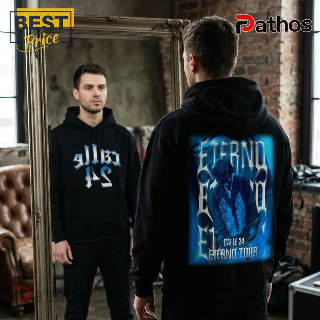 Calle 24 Eterno Tour Concert Premium Black Pullover Hoodie Calle 24 Eterno Tour Concert Premium Black Pullover Hoodie