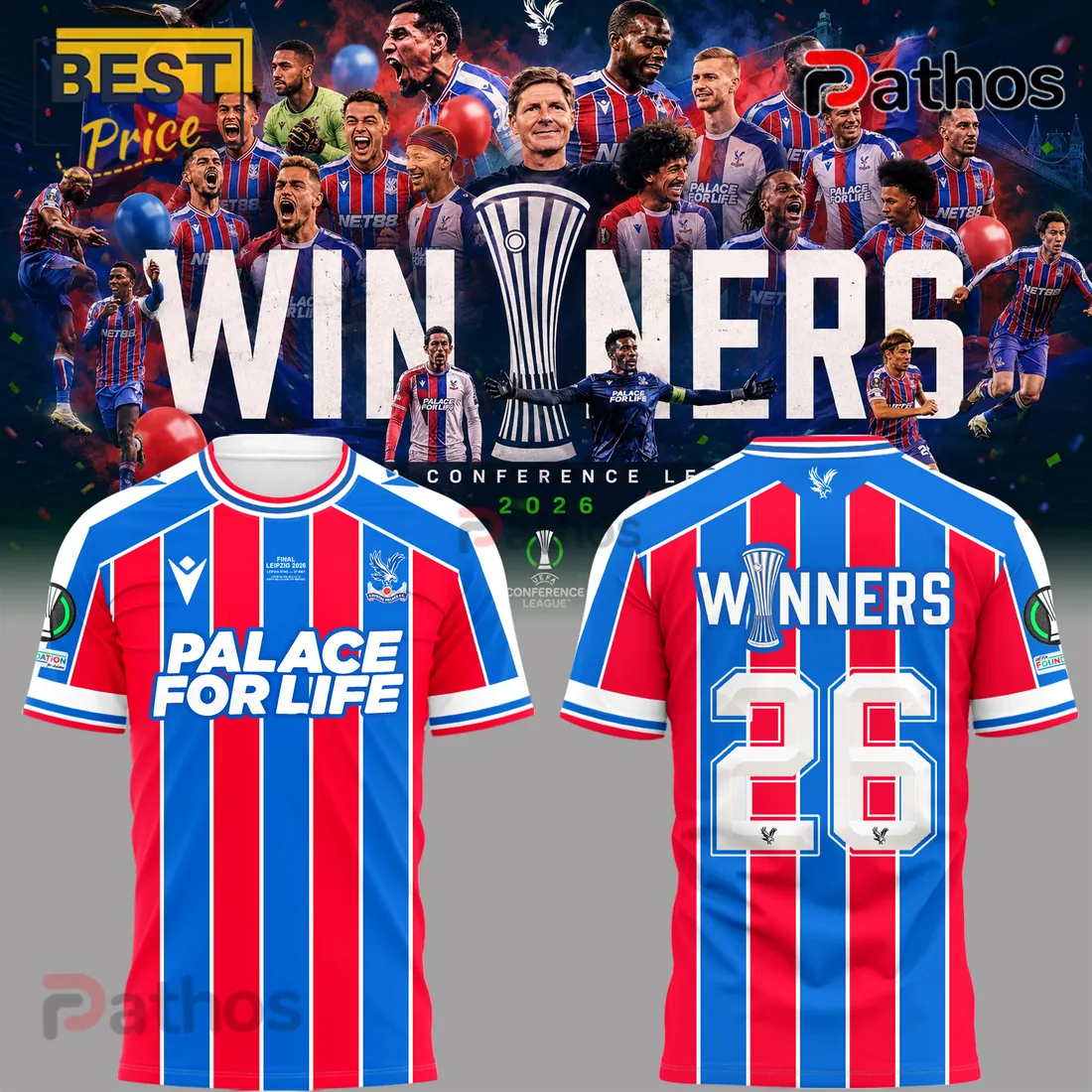 Crystal Palace FC 2026 UEFA Conference League Winners Hoodie Crystal Palace FC 2026 UEFA Conference League Winners Hoodie