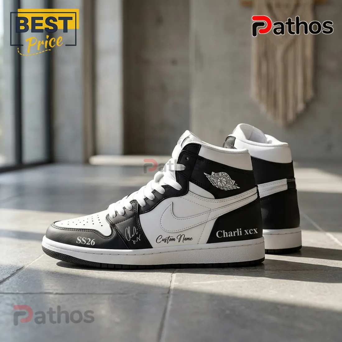 Custom Charli XCX x SS26 Air Jordan 1 High Top Sneakers Custom Charli XCX x SS26 Air Jordan 1 High Top Sneakers