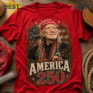 Willie Nelson America 250 Years Of Freedom Patriotic Red T-Shirt