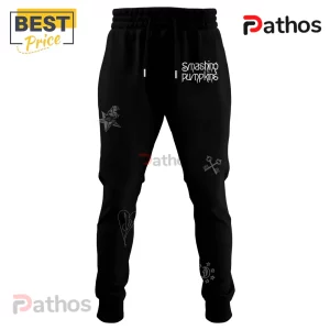 Black sweatpants featuring white Smashing Pumpkins logo and band-related graphic symbols like stars and keys!