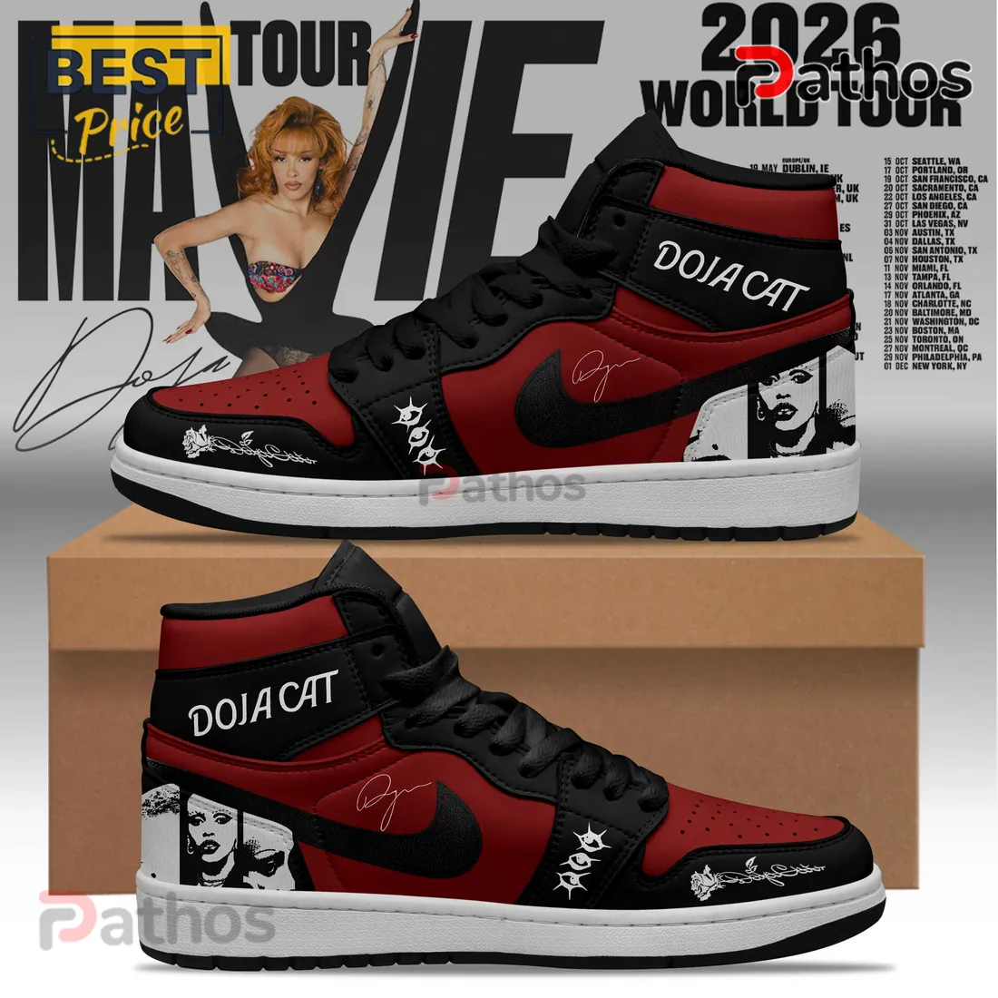 Doja Cat Custom Ma Vie World Tour 2026 High-Top Air Jordan 1 Shoes Doja Cat Custom Ma Vie World Tour 2026 High-Top Air Jordan 1 Shoes