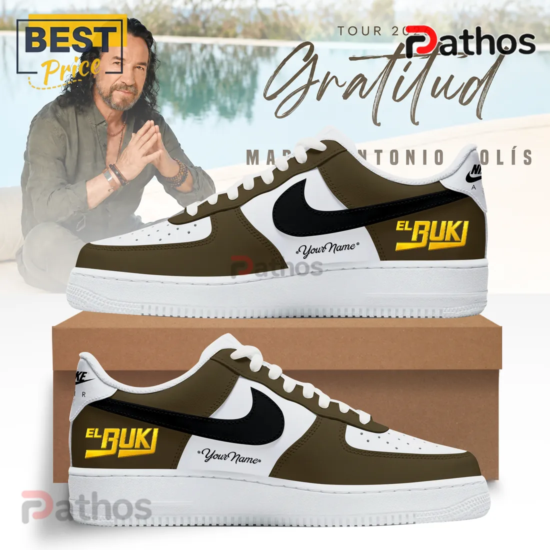 El Buki Marco Antonio Solís Gratitud Tour 2026 Air Force 1 Sneakers El Buki Marco Antonio Solís Gratitud Tour 2026 Air Force 1 Sneakers