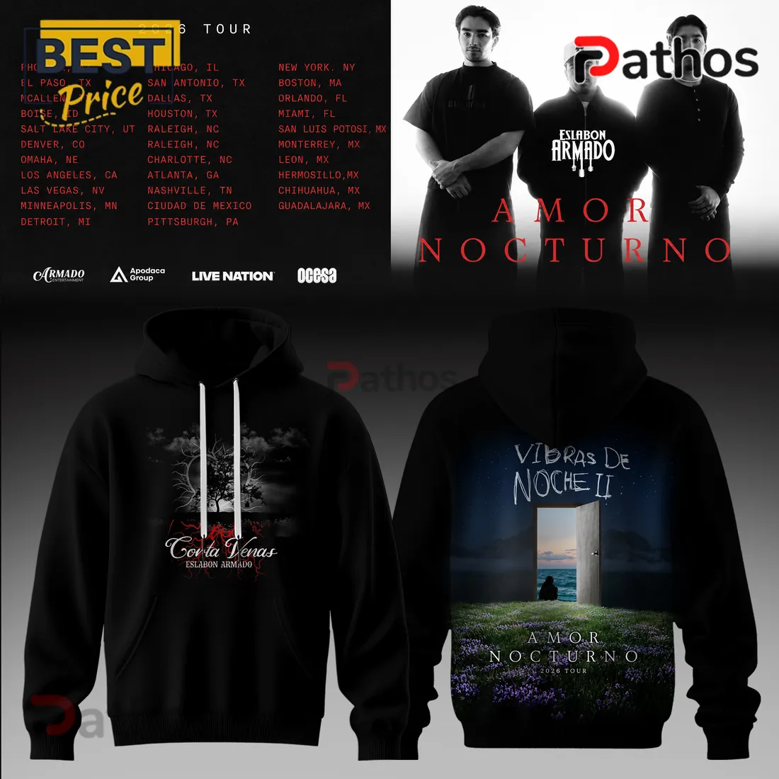 Eslabon Armado Amor Nocturno 2026 Tour Hoodie Eslabon Armado Amor Nocturno 2026 Tour Hoodie