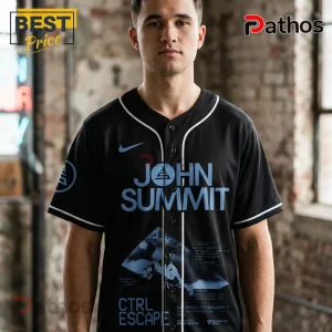 Black baseball jersey with blue John Summit text and Ctrl Escape graphic design!