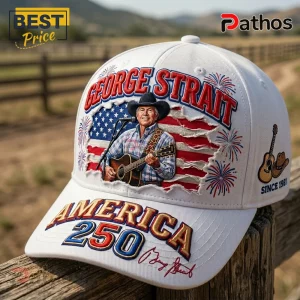 George Strait America 250 Patriotic USA Flag Signature Distressed Baseball Cap
