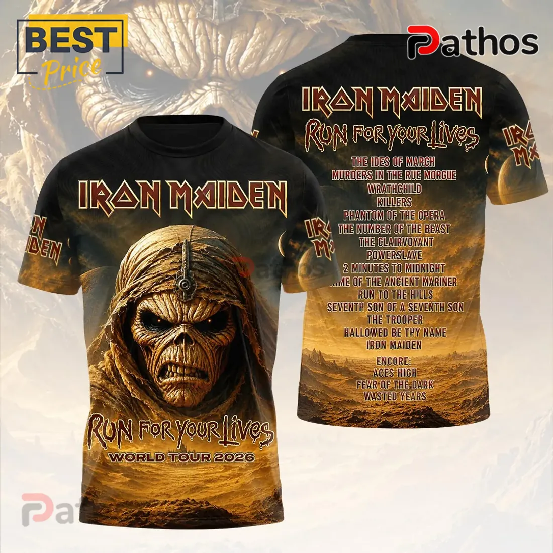 Iron Maiden Run for Your Lives World Tour 2026 Pullover Hoodie Iron Maiden Run for Your Lives World Tour 2026 Pullover Hoodie