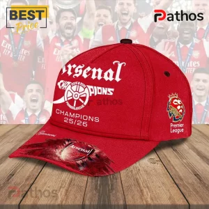 Arsenal FC The Gunners Premier League Champions 25/26 Classic Cap 2 Red Arsenal FC Champions 25/26 baseball cap with white printed team branding and Premier League logo!