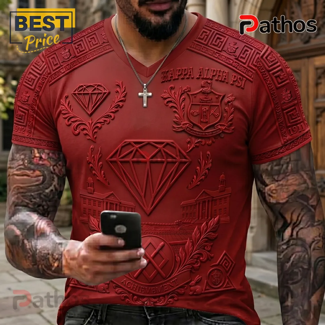 Kappa Alpha Psi 1911 Crimson Diamond Achievement 3D V-Neck T-Shirt Kappa Alpha Psi 1911 Crimson Diamond Achievement 3D V-Neck T-Shirt