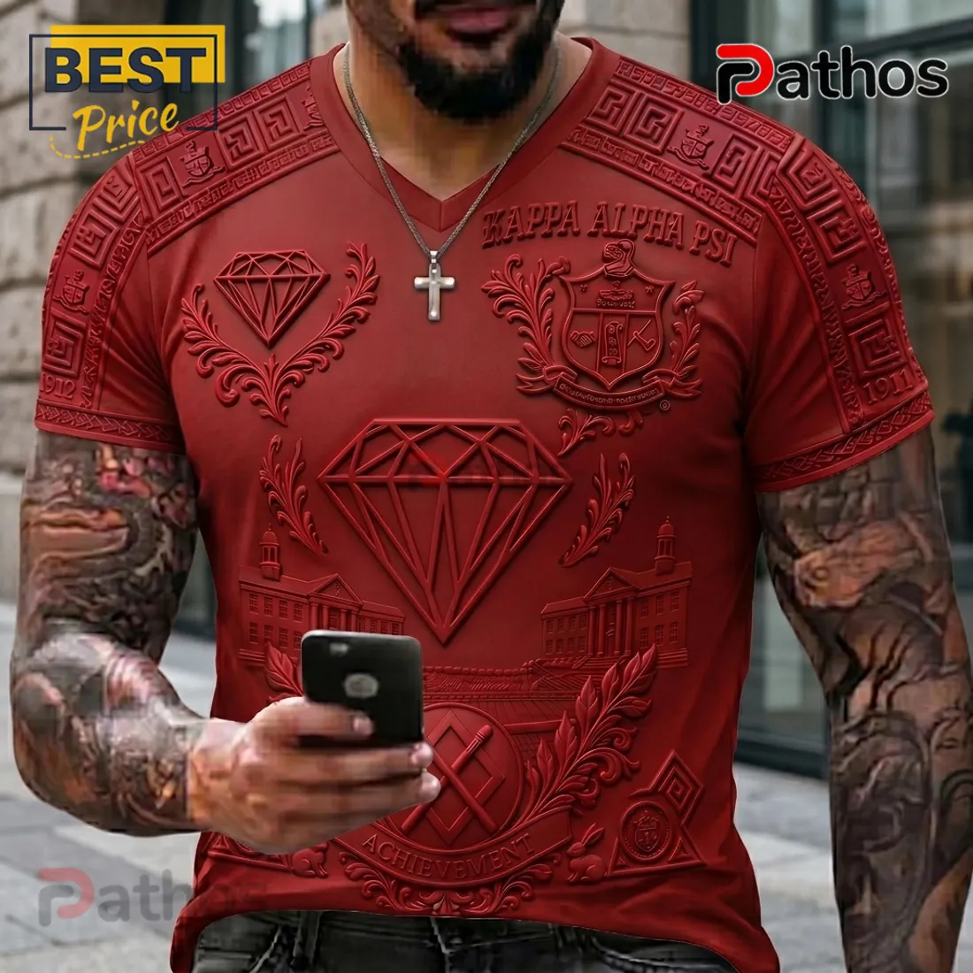 Kappa Alpha Psi 1911 Crimson Diamond Achievement 3D V-Neck T-Shirt Kappa Alpha Psi 1911 Crimson Diamond Achievement 3D V-Neck T-Shirt