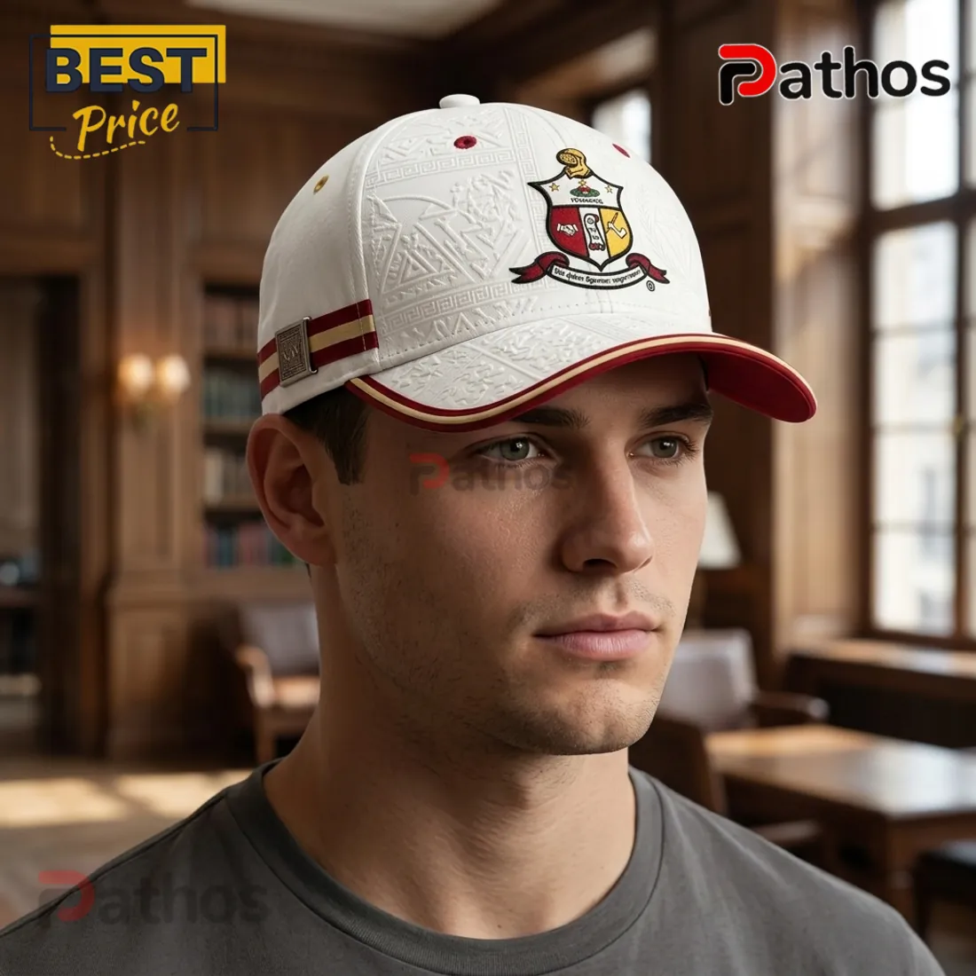 Kappa Alpha Psi 1911 Embossed Crest White Crimson Baseball Cap Kappa Alpha Psi 1911 Embossed Crest White Crimson Baseball Cap