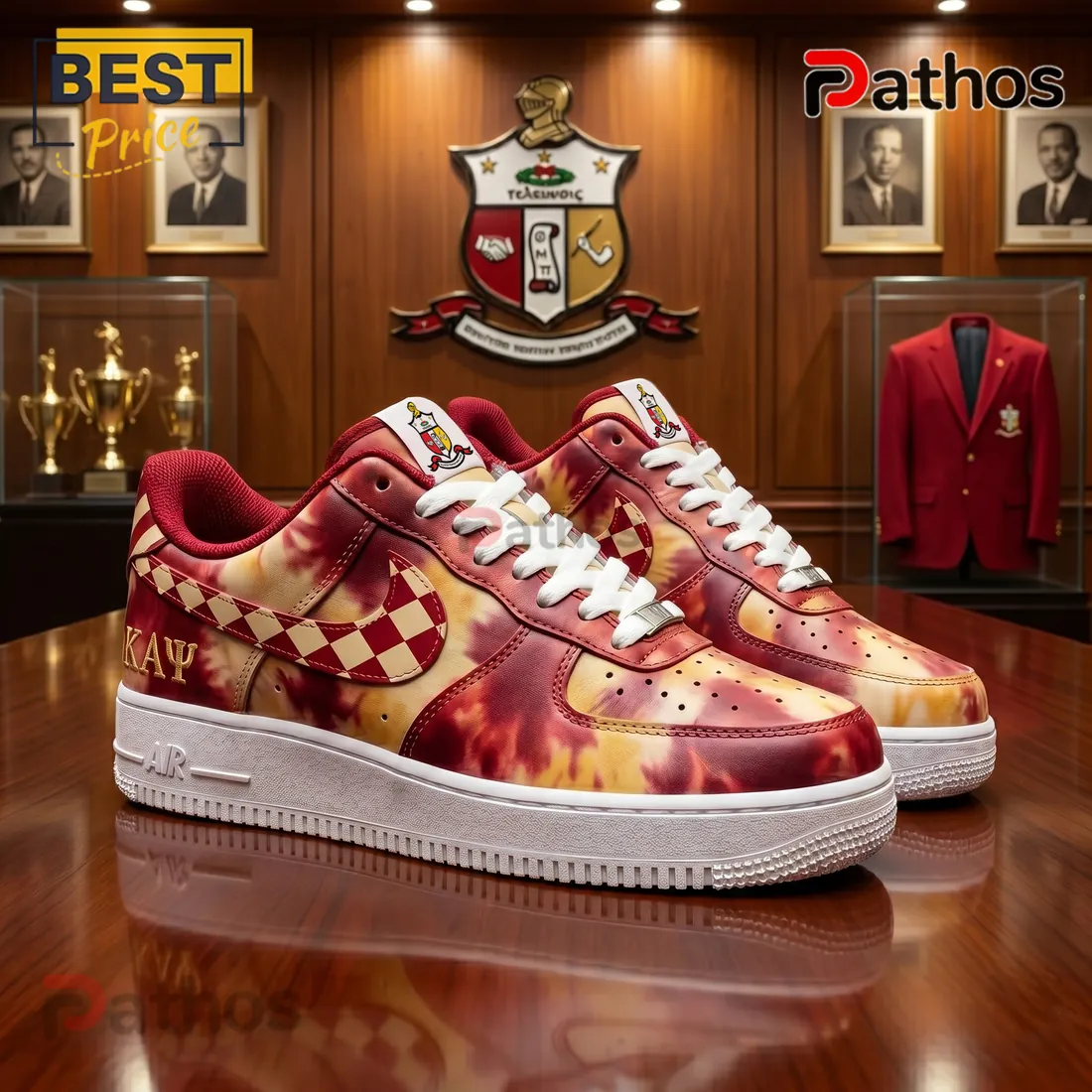 Kappa Alpha Psi Crimson and Cream Nupe Custom Air Force 1 Sneaker Kappa Alpha Psi Crimson and Cream Nupe Custom Air Force 1 Sneaker