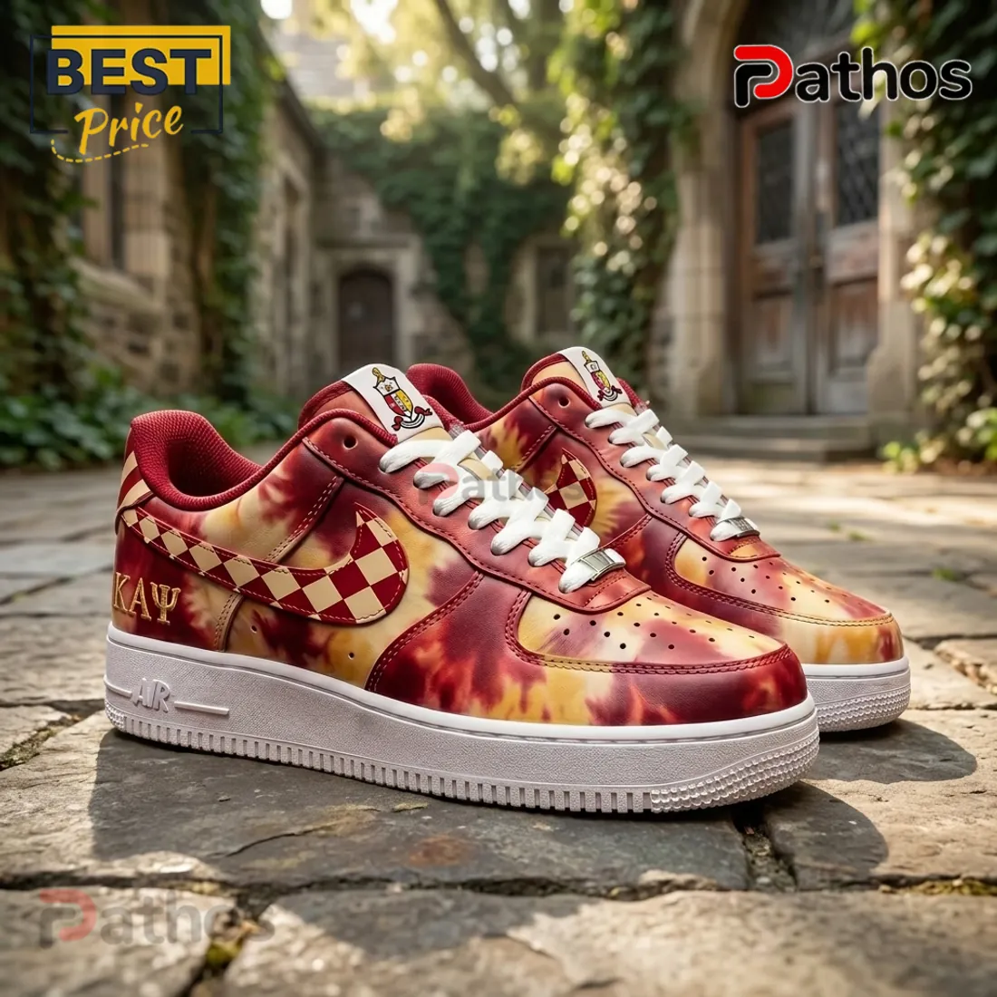 Kappa Alpha Psi Crimson and Cream Nupe Custom Air Force 1 Sneaker Kappa Alpha Psi Crimson and Cream Nupe Custom Air Force 1 Sneaker