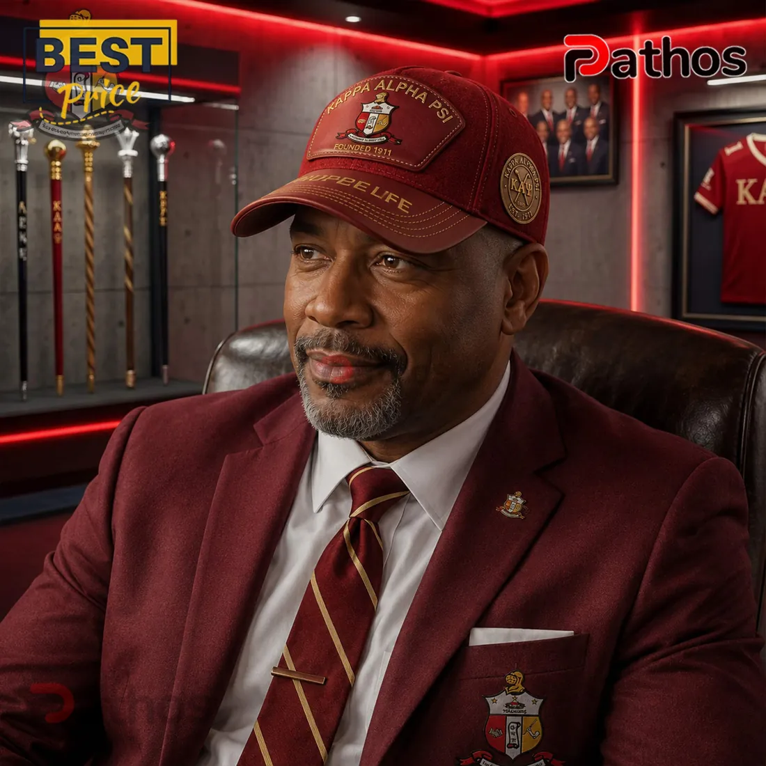Kappa Alpha Psi Nupe Life Crimson Leather Brim Embroidered Baseball Cap Kappa Alpha Psi Nupe Life Crimson Leather Brim Embroidered Baseball Cap