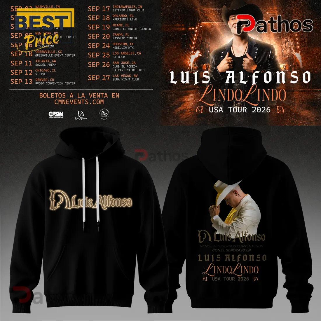 Luis Alfonso Lindo Lindo USA Tour 2026 Black Pullover Hoodie Luis Alfonso Lindo Lindo USA Tour 2026 Black Pullover Hoodie