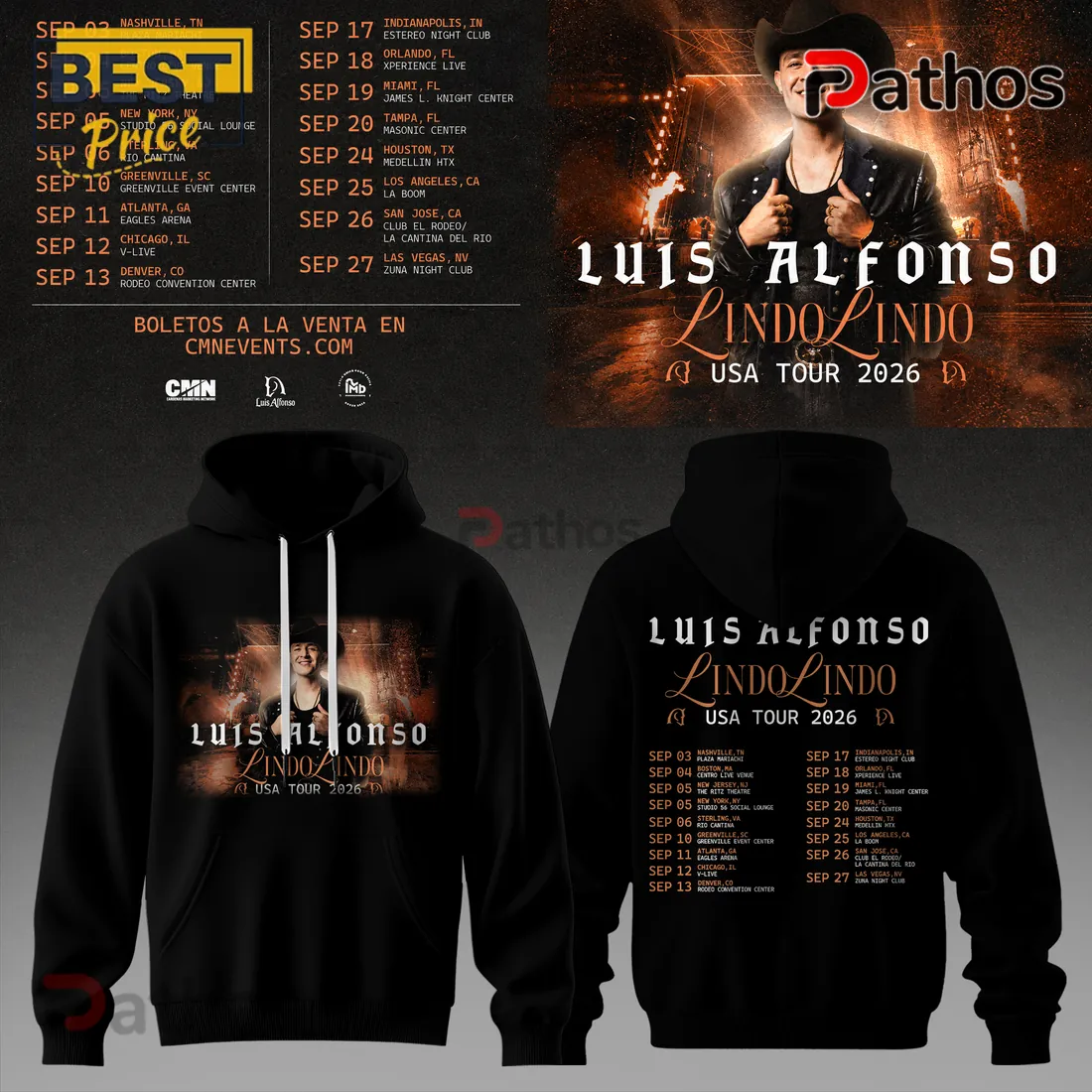Luis Alfonso Lindo Lindo USA Tour 2026 Concert Hoodie Luis Alfonso Lindo Lindo USA Tour 2026 Concert Hoodie