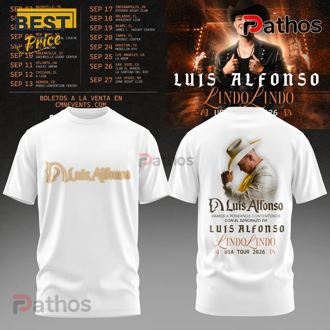 Luis Alfonso Lindo Lindo USA Tour 2026 White Pullover Hoodie Luis Alfonso Lindo Lindo USA Tour 2026 White Pullover Hoodie