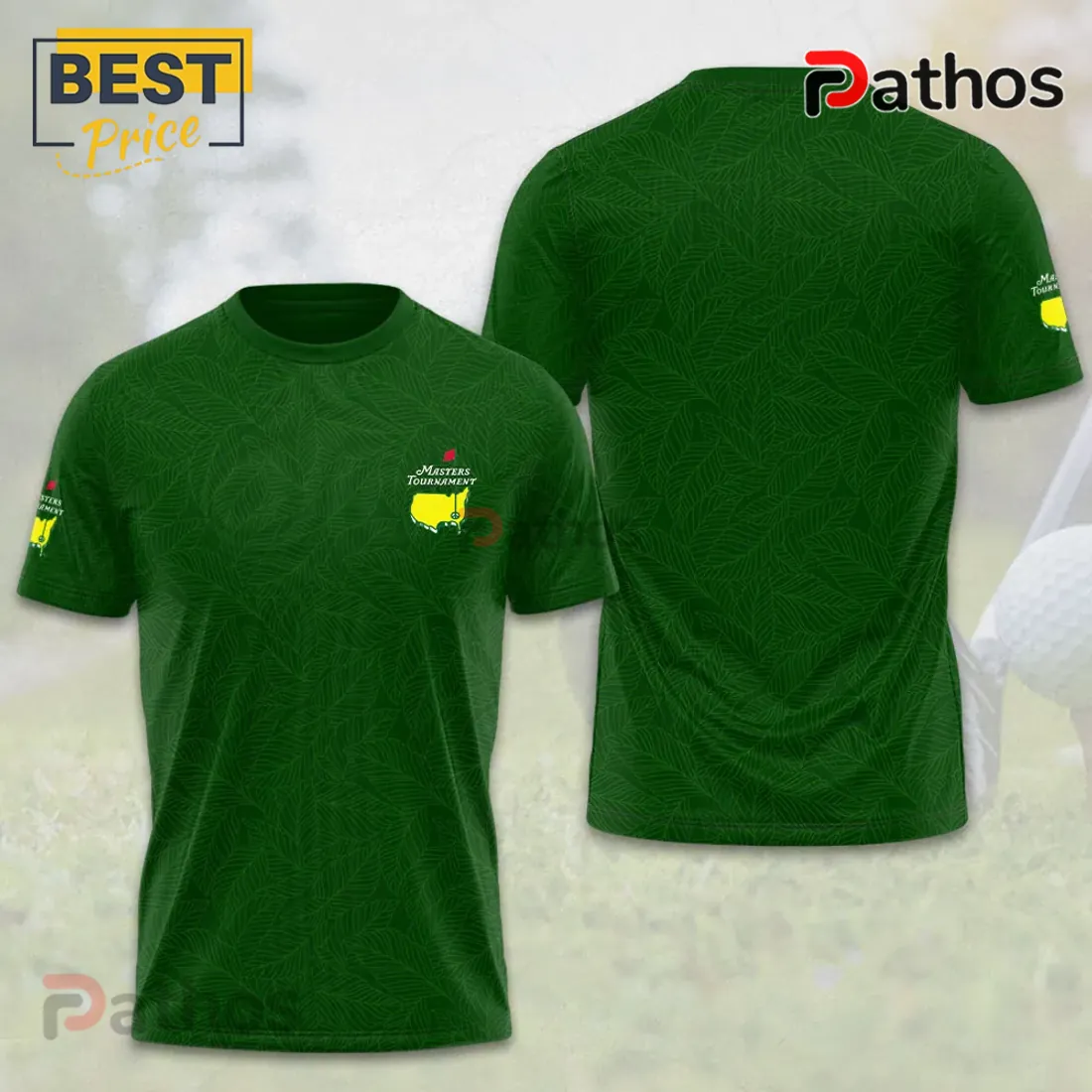 Masters Tournament Green 3D Patterned Golf Polo Shirt Masters Tournament Green 3D Patterned Golf Polo Shirt