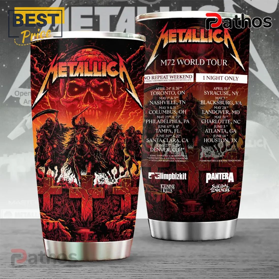 Metallica M72 World Tour 2026 Skull Tumbler Metallica M72 World Tour 2026 Skull Tumbler