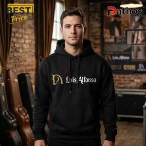 Luis Alfonso Lindo Lindo USA Tour 2026 Limited Edition Hoodie 1 Black hoodie with gold and white Luis Alfonso logo featuring a horse head icon in a modern font!