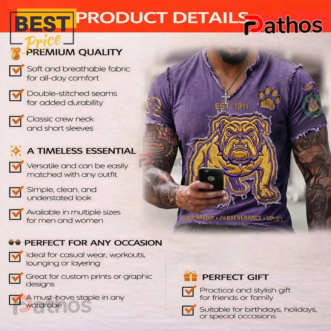 Omega Psi Phi 1911 Que Dog Mascot Distressed Purple Gold T-Shirt Omega Psi Phi 1911 Que Dog Mascot Distressed Purple Gold T-Shirt