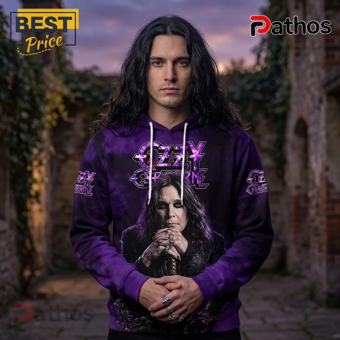Ozzy Osbourne Prince of Darkness Purple Cross Hoodie Ozzy Osbourne Prince of Darkness Purple Cross Hoodie