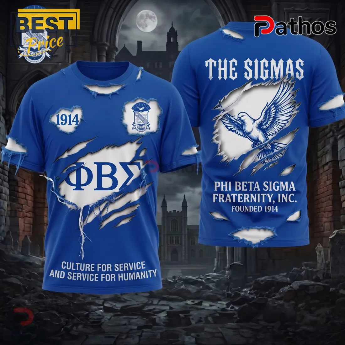 Phi Beta Sigma PBS 1914 The Sigmas Ripped T-Shirt Phi Beta Sigma PBS 1914 The Sigmas Ripped T-Shirt