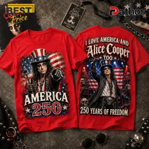 Alice Cooper America 250 Years Of Freedom Patriotic Red 3D T-Shirt
