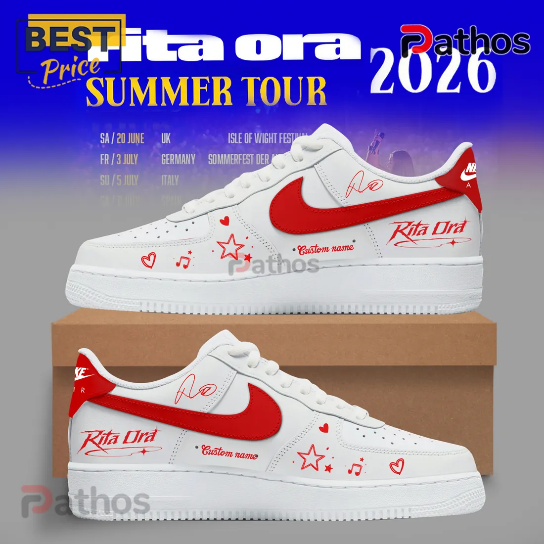 Rita Ora Summer Tour 2026 Custom Air Force 1 Shoes Rita Ora Summer Tour 2026 Custom Air Force 1 Shoes