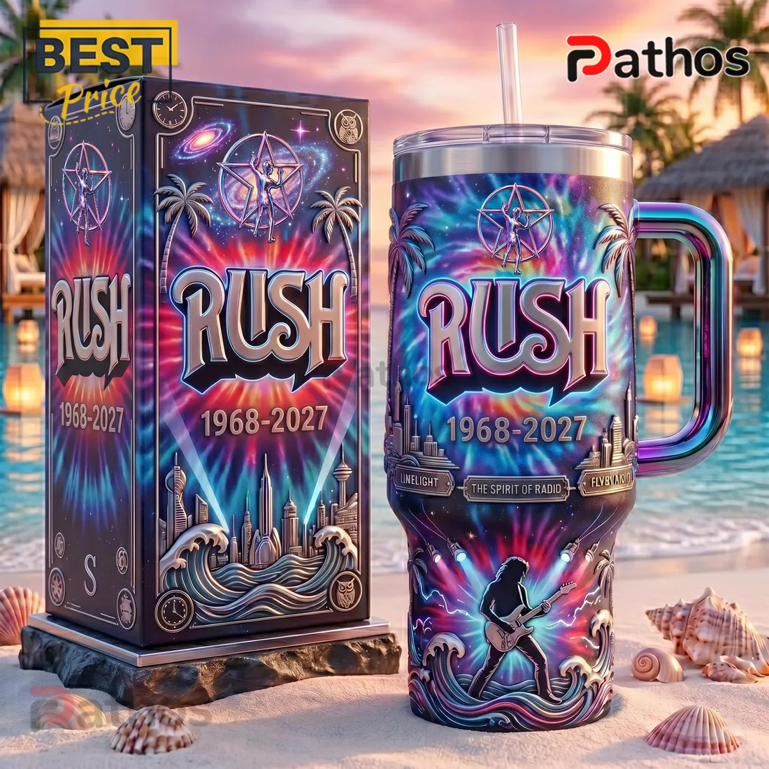 Rush Band 1968-2027 Tribute Insulated Travel Tumbler with Handle Rush Band 1968-2027 Tribute Insulated Travel Tumbler with Handle