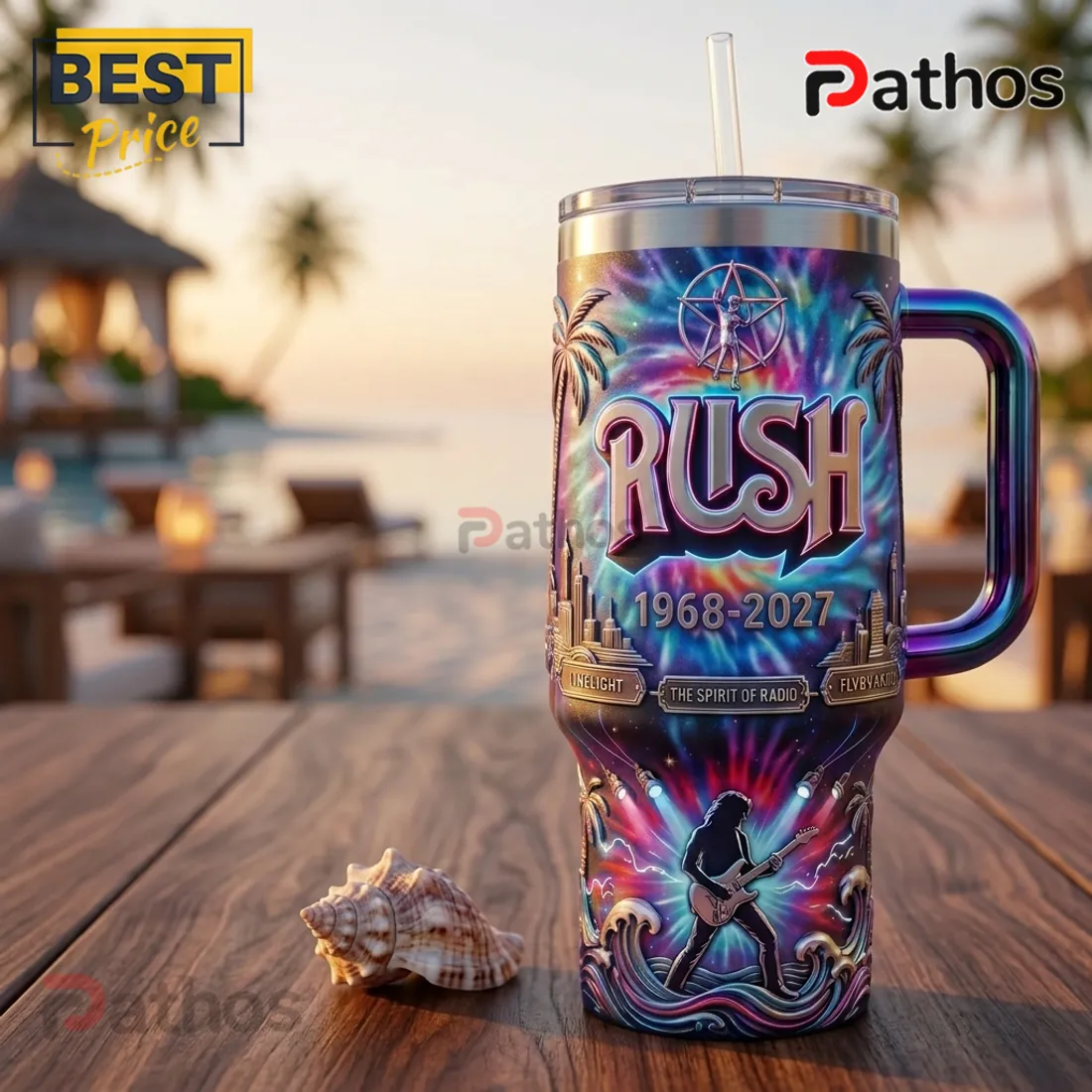 Rush Band 1968-2027 Tribute Insulated Travel Tumbler with Handle Rush Band 1968-2027 Tribute Insulated Travel Tumbler with Handle