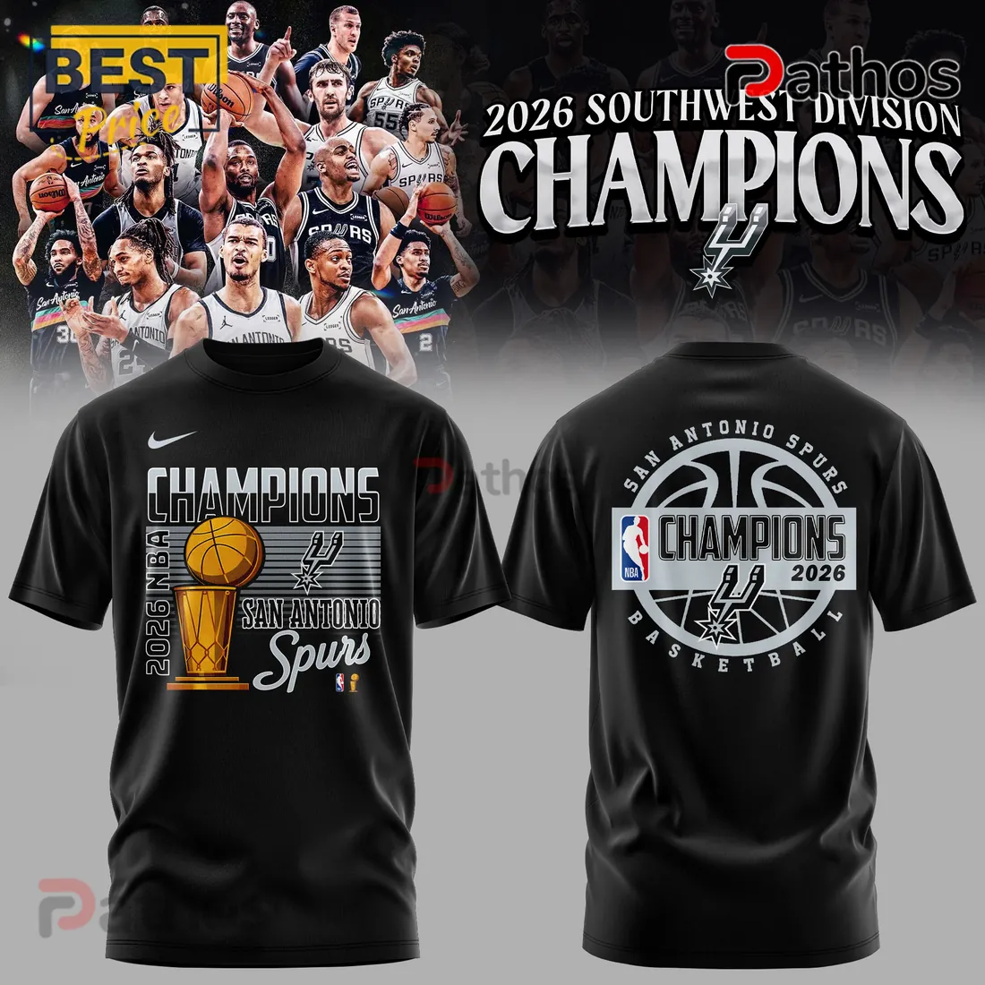 San Antonio Spurs 2026 NBA Champions Black Pullover Hoodie San Antonio Spurs 2026 NBA Champions Black Pullover Hoodie