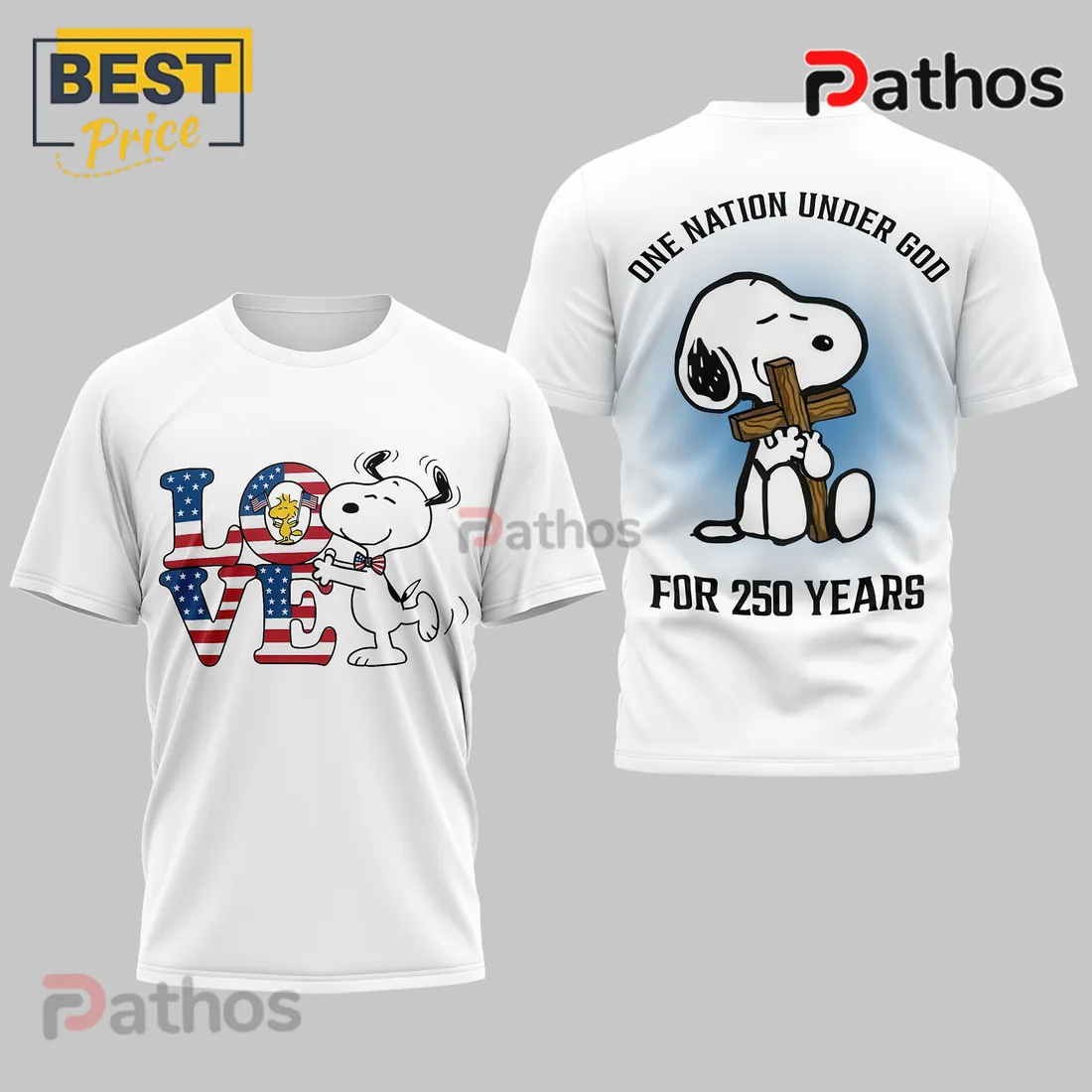Snoopy Patriotic One Nation Under God US Flag Christian T-Shirt Snoopy Patriotic One Nation Under God US Flag Christian T-Shirt
