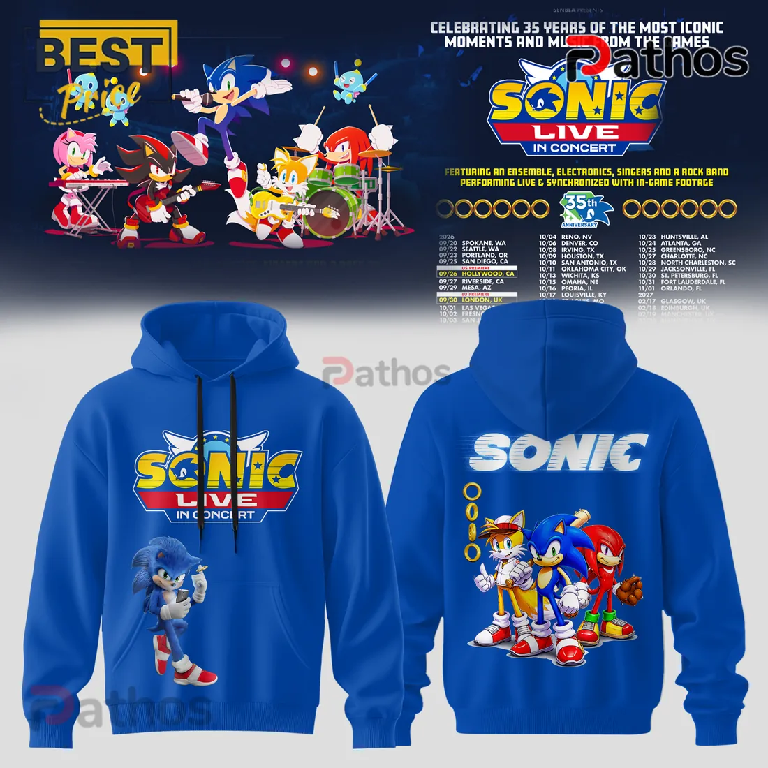 Sonic Live In Concert 2026 35th Anniversary Tour Pullover Hoodie Sonic Live In Concert 2026 35th Anniversary Tour Pullover Hoodie