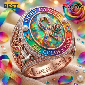 Fight Cancer All Colors Hope Rainbow Gemstone Awareness Ring
