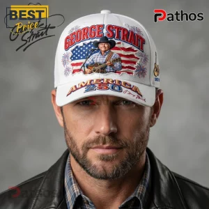 George Strait America 250 Patriotic USA Flag Signature Distressed Baseball Cap