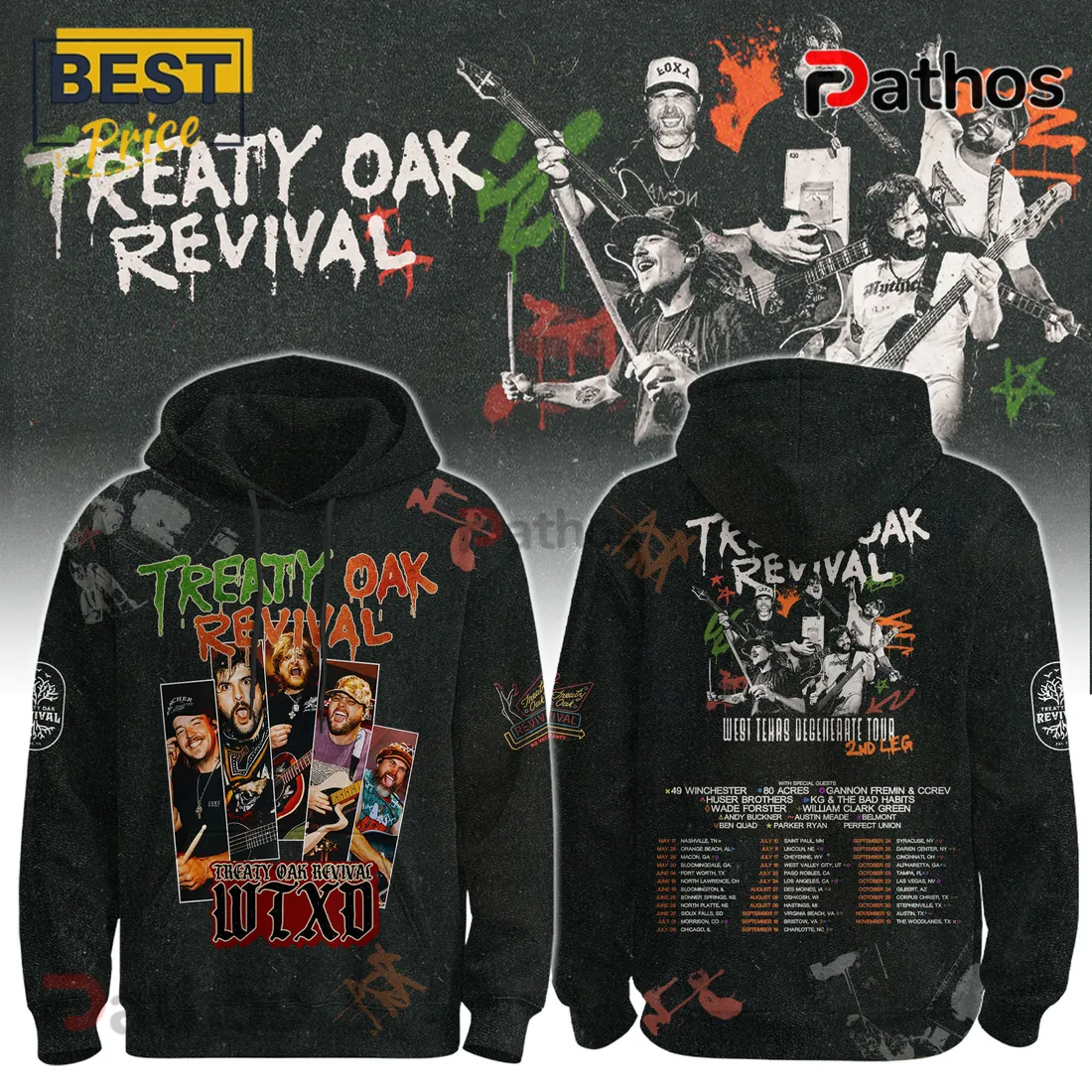 Treaty Oak Revival West Texas Degenerate Tour Band Hoodie Treaty Oak Revival West Texas Degenerate Tour Band Hoodie
