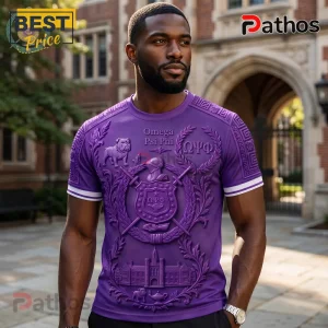 Omega Psi Phi 3D Embossed Crest and Bulldog Purple Fraternity T-Shirt