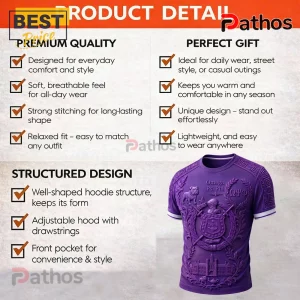 Omega Psi Phi 3D Embossed Crest and Bulldog Purple Fraternity T-Shirt