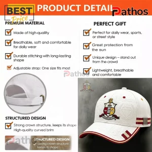 Kappa Alpha Psi 1911 Embossed Crest White Crimson Baseball Cap 3 Kappa Alpha Psi 1911 Embossed Crest White Crimson Baseball Cap