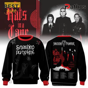 Black Smashing Pumpkins Rats in a Cage tour sweatshirt with band photos, tour dates, and red collar detail.!