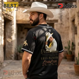 Black baseball jersey featuring Luis Alfonso graphic text and cowboy hat image for USA Tour 2026!