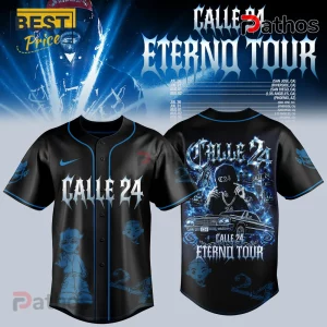 Calle 24 Eterno Tour Blue Flames Black Baseball Jersey