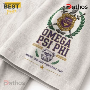 Omega Psi Phi Fraternity 1911 Heritage Crest Mascot T-Shirt 5 Omega Psi Phi fraternity apparel featuring purple and gold shield, bulldog head, swords, and cardinal principles text.!