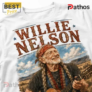 Willie Nelson 250 Years of Liberty Illustrated Cotton T-Shirt 2 Willie Nelson 250 Years of Liberty Illustrated Cotton T-Shirt