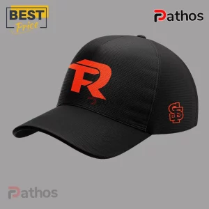 Fuerza Regida x San Francisco Giants This Is Our Dream 2026 Baseball Jersey 2 Black baseball cap featuring a large orange letter R logo on the front and a smaller orange SG monogram on the side.!