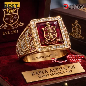 Kappa Alpha Psi Gold Ruby Crest Ring