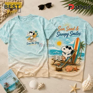 Snoopy Summer Beach Seas The Day Unisex Cotton T-Shirt