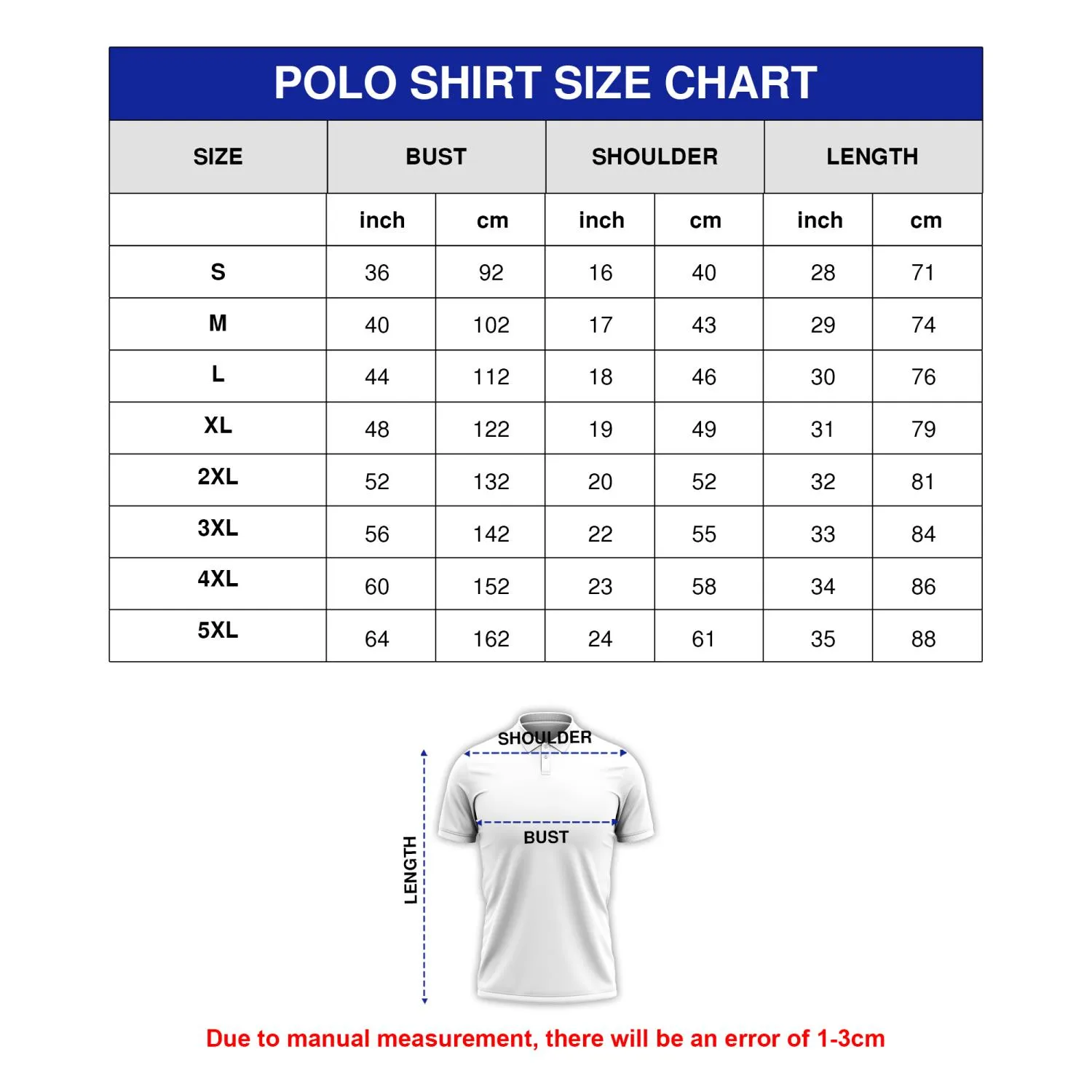Size chart for Mercedes AMG Petronas adidas Team F1 Performance Polo showing detailed chest and length measurements in inches