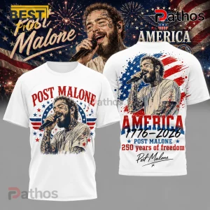 Post Malone America 1776-2026 Freedom White T-Shirt